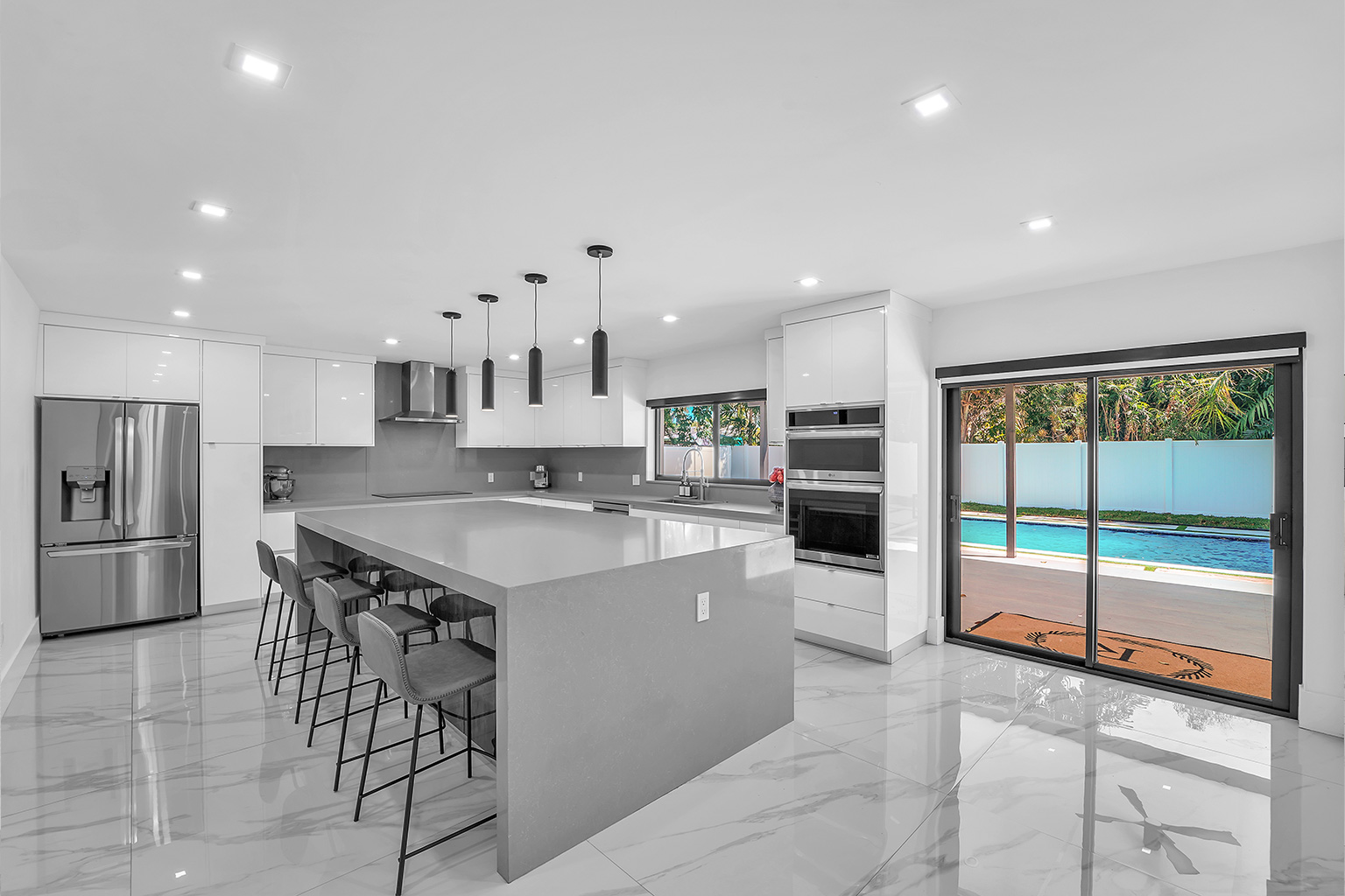 Chef's kitchen with custom oversized island