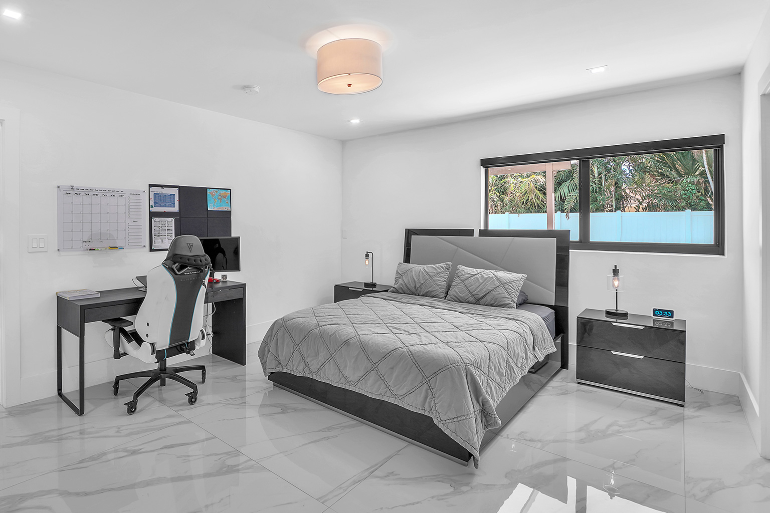 Bedroom with home office setup